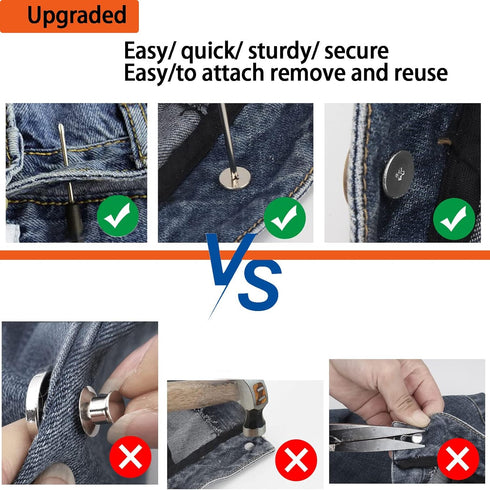 YouOKLight buttons for Jeans,17 mm no-sew nailess removable metal jeans buttons replacement repair combo thread rivets and screwdrivers,12 replace...